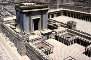 A model of the Second Temple to God in Jerusalem, Israel